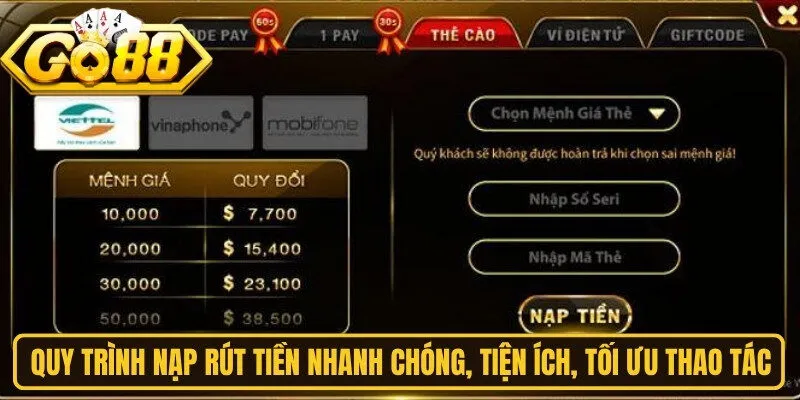 Go88 – Cổng Game Đổi Thưởng Uy Tín 2026 | Link Mới Nhất 12 Sunwin Quy trình nạp rút tiền nhanh chóng, tiện ích, tối ưu thao tác